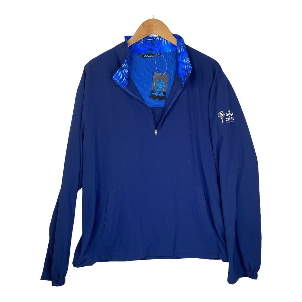 NWT Scales Dark Blue Casual Fit Performance Quarter Zip Pullover Size 2X-Large